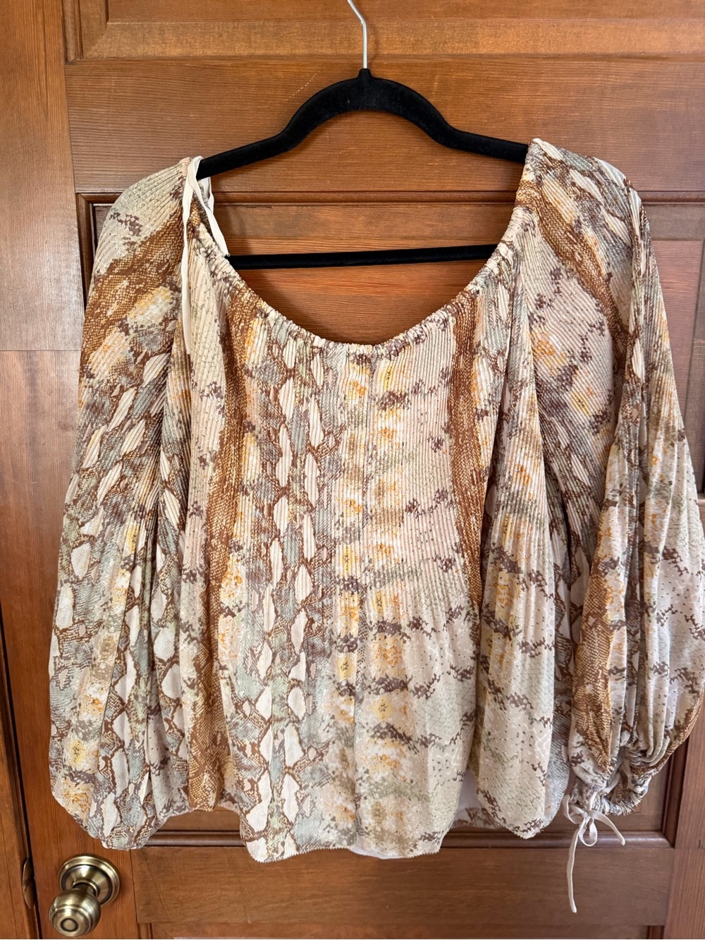 Aritzia Talence Off the Shoulder Chiffon Pleated Blouse - Picture 6 of 6